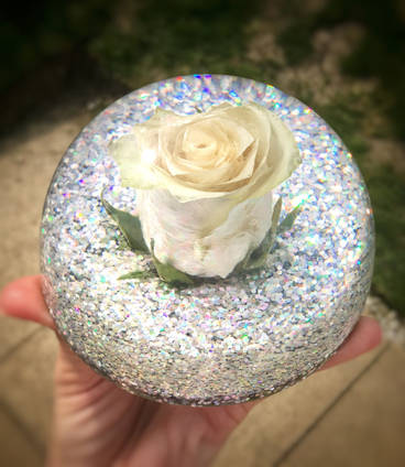 White Rose and Glitter Dome